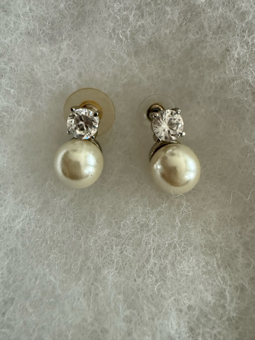 Pearl and Crystal Stud Earrings - Ivory Pearl Drop